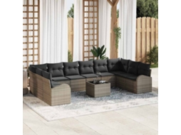 Vidaxl Conjunto De Sofás Com Almofada 11 Pcs Cinzeto Polirattan