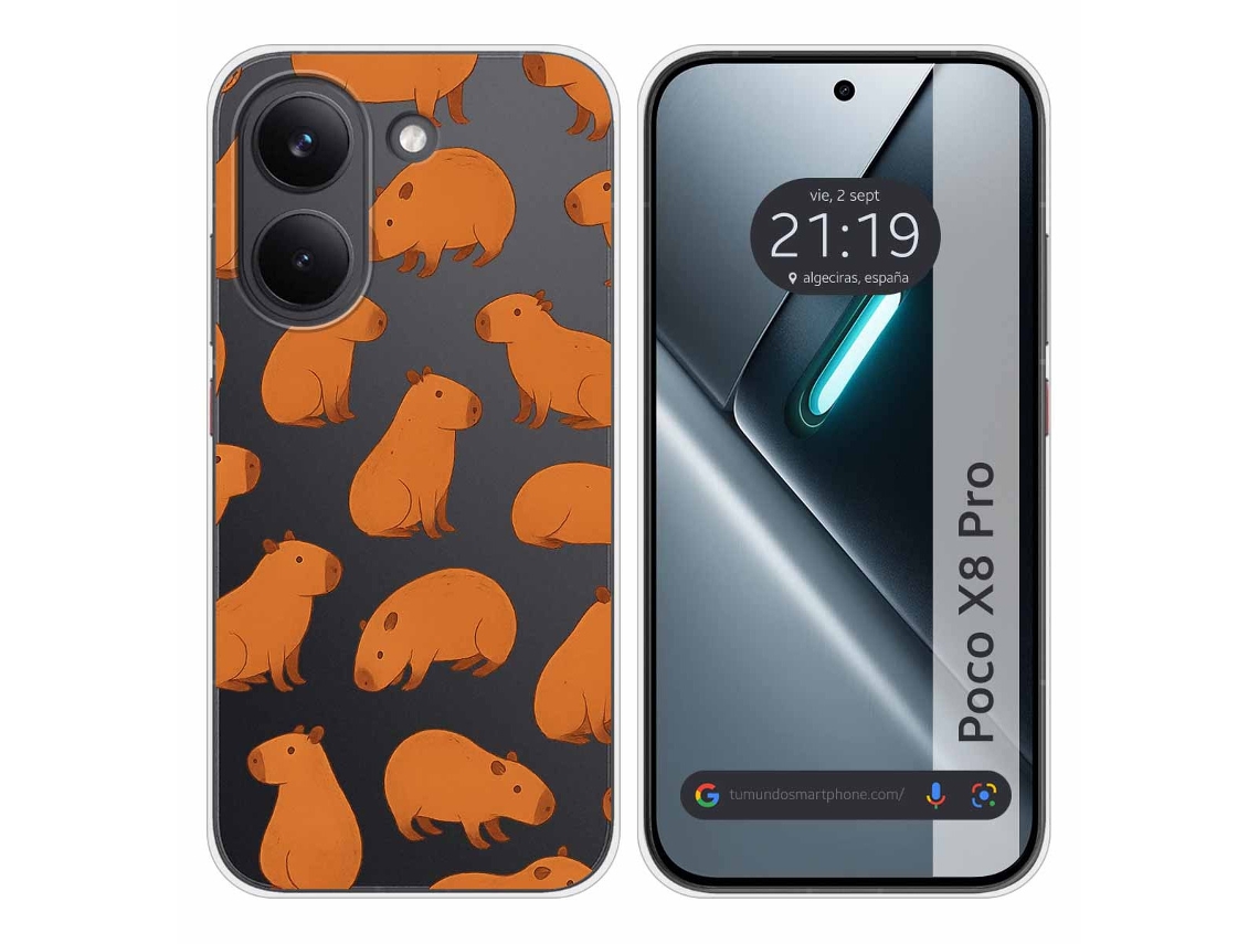 Capa Tumundosmartphone De Silicone Transparente Para Xiaomi Poco X8 Pro 5g Com Estampa De Capivara 2 Desenhos