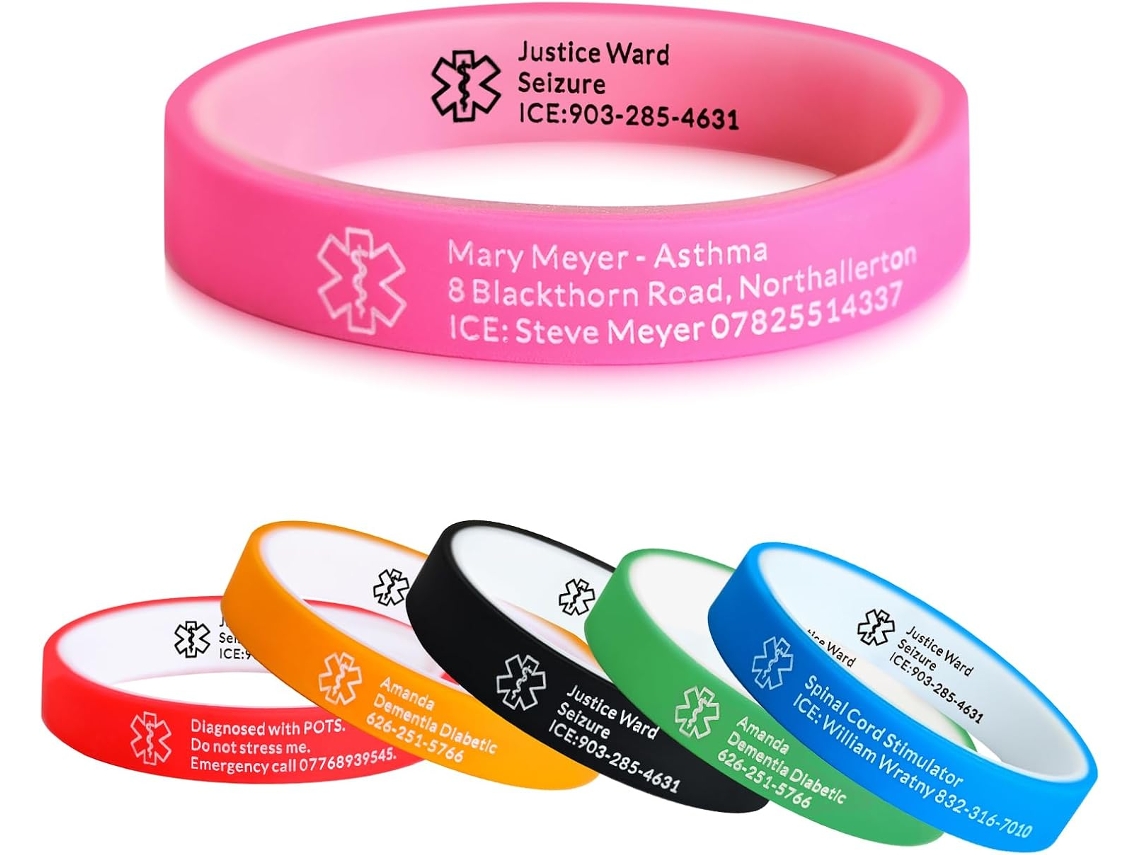 Missnana Pulseira De Identificação Personalizada Com Alerta Médico Gravado Em Ambos Os Lados