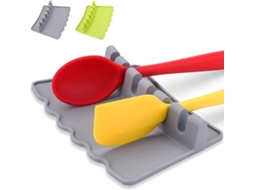 Descanso de colher de silicone para cozinha com 6 ranhuras e base antiderrapante, resistente ao calor e livre de BPA.