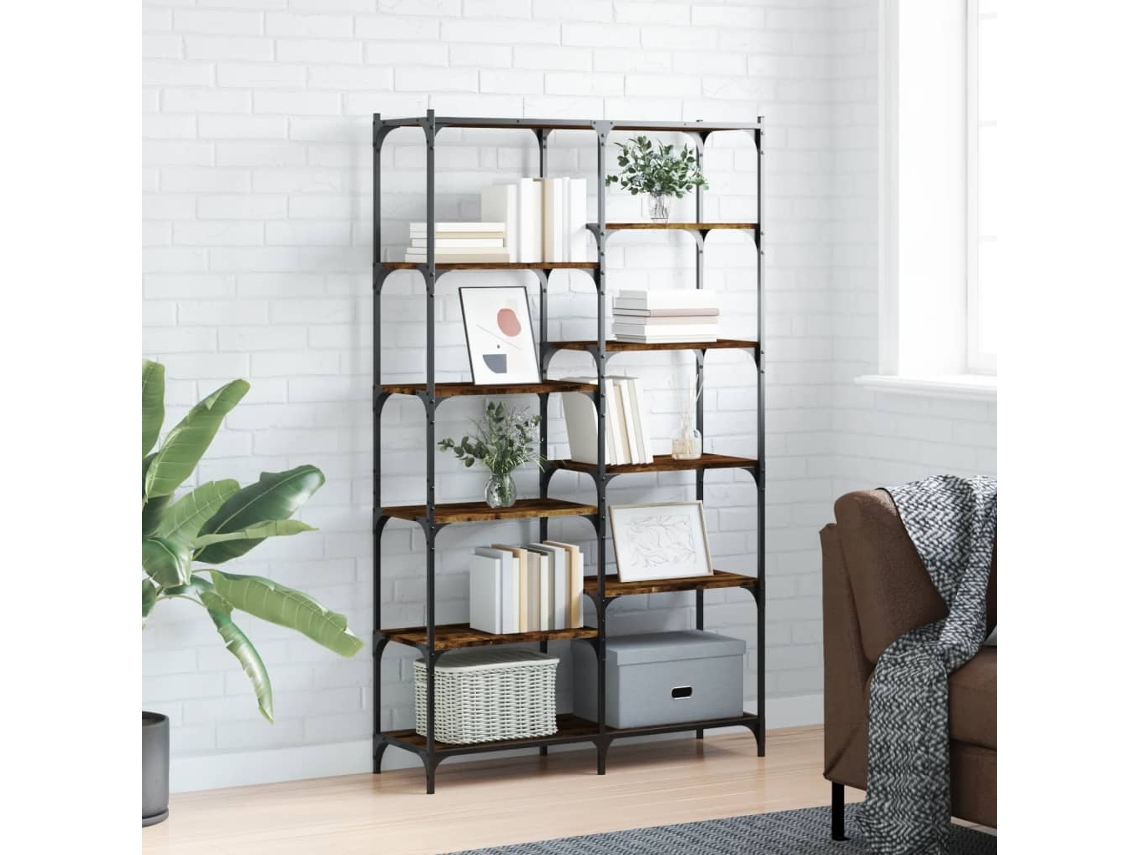 Estante Para Livros | Gabinete De Livros | Estante 100x32x170 Cm Derivados Madeira/ferro Carvalho Fumado