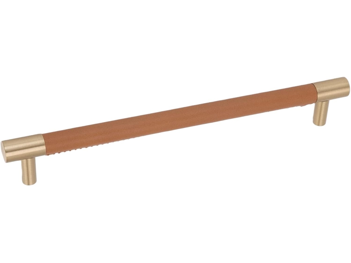 Puxador De Porta Armário Vbestlife Com Espaçamento Furos 224mm, Leve, Em Latão E Couro, De Luxo, Com Parafusos, Para