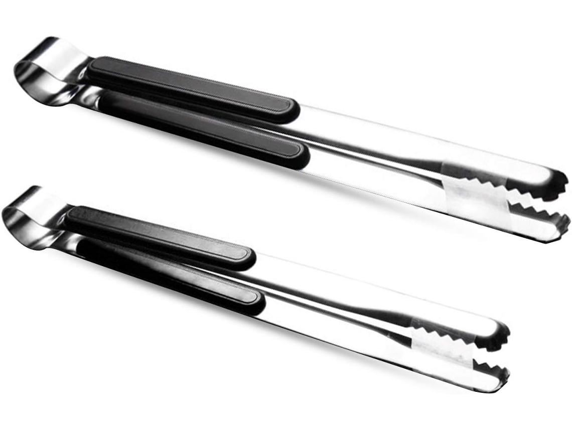Pinça Bbq Inox 2pcs, Utensílio Grelha Antiderrapante Preto DUREFORWARD