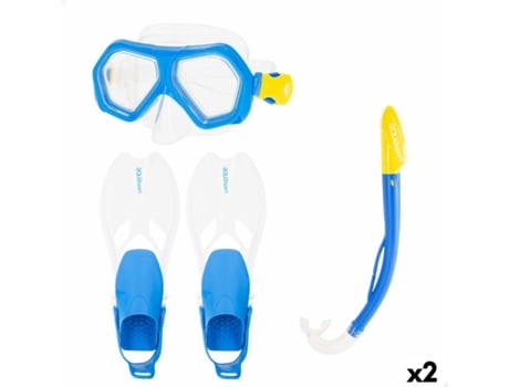 Óculos de Mergulho com Tubo e Barbatanas AQUASPORT Azul Júnior (2 Unidades)