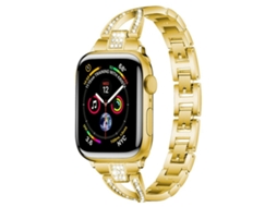 Bracelete para Apple Watch 46/49/45/44mm Metal com Diamante Formato X Dourada XIAOMOYU