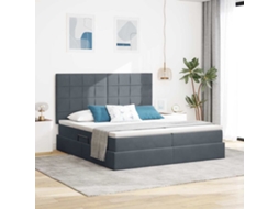 Vidaxl Cama Com Armazenamento Cinza Escuro 200 X 200 Cm Veludo