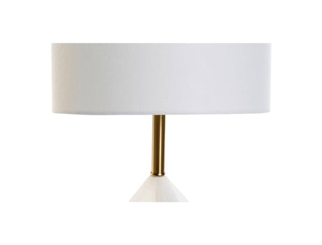 Lâmpada de Mesa  Branco Algodão Metal Mármore Dourado (38 x 38 x 61 cm)