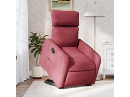Vidaxl Poltrona Reclinável Elevatória Elétrica Tecido Vermelho-tinto