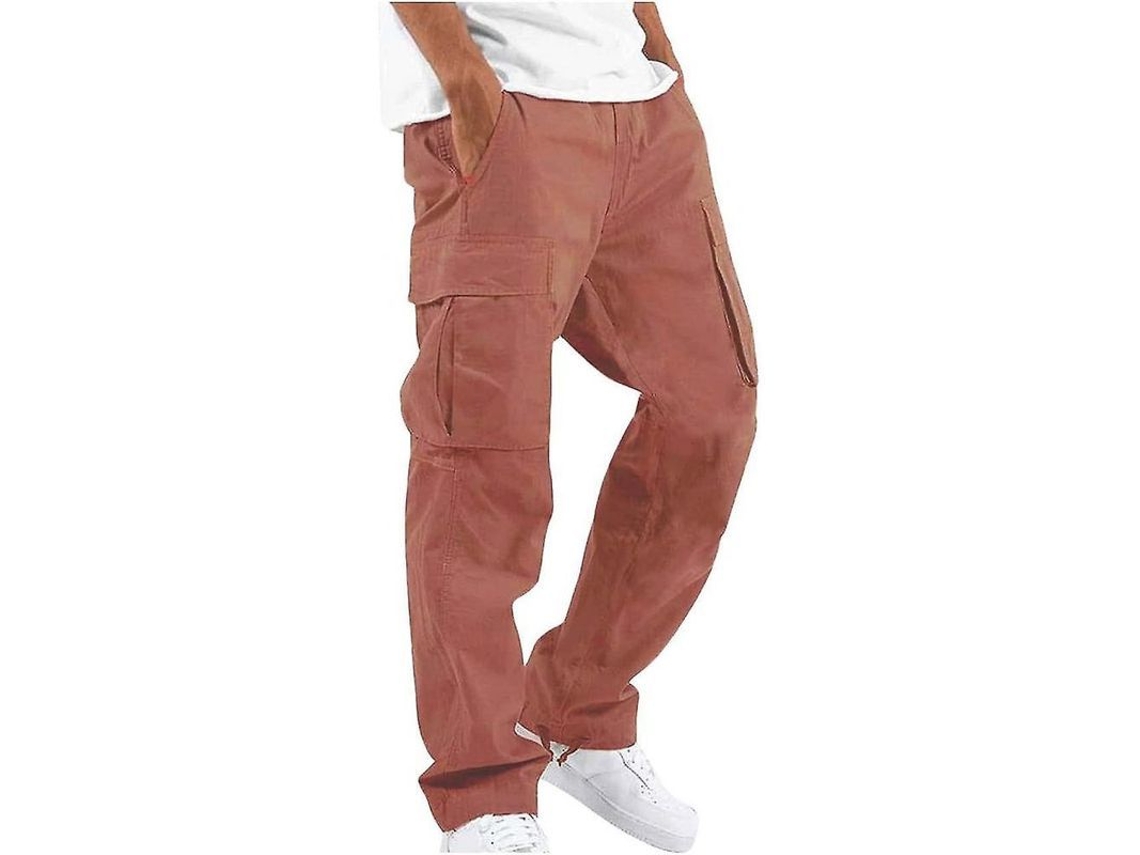 2026-calças Masculinas Casuais Simples Com Múltiplos Bolsos Outdoor Esportivas De Tamanho Regular Pyl Xl Rojo