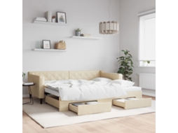 Vidaxl Sofá-cama Com Gavetão E Gavetas 90x200 Cm Tecido Cor Creme