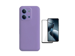 Kit Película De Vidro Temperado Gorilasglass Capa Proteção Silicone Gift4me Para Xiaomi Poco C85 - Roxo