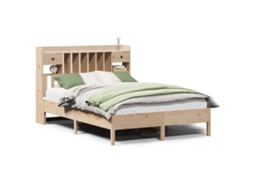 Cama com Estante Sem Colchão 140x190 Cm Pinho Maciço MAISON EXCLUSIVE