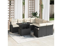 Vidaxl Conjunto De Sofá De Jardim 9 Unid. Preto Vime Pe