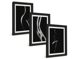 Composição De Quadros Silhuetas Femininas Em Preto E Branco Espelharte (3 Peças 20x30 Cm)