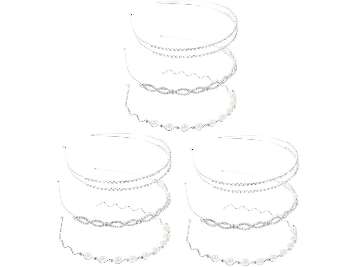Coroa De Pérolas Elegante De 9 Peças Para Casamento, Tiara Decorativa Para Acessórios De Cabelo