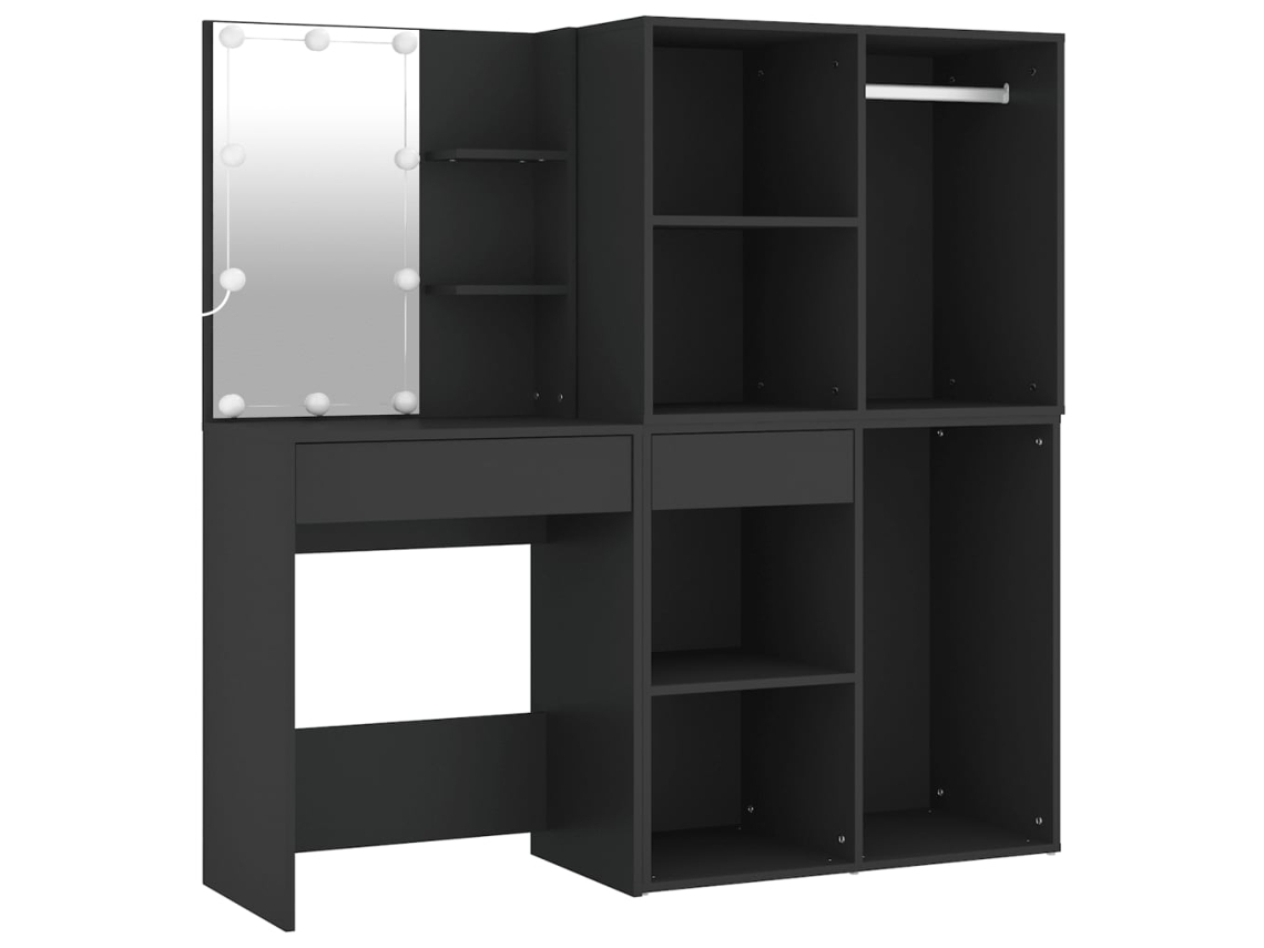 Led Dressing Table With Cabinets, Led Dressing Tables With Cabinets Vidaxl Azul Madeira Processada