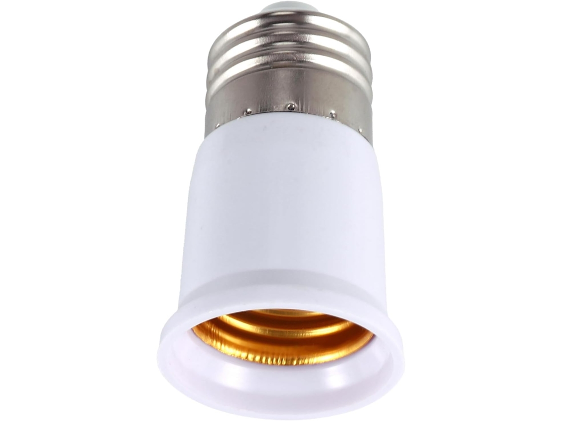 Adaptador De Extensão De Lâmpada E27 Para E27, Branco Com Soquete Prateado