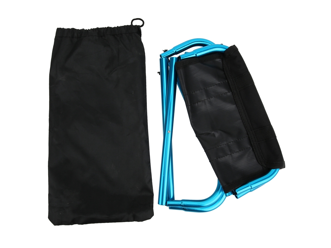 Banquinho Dobrável Pequeno Azul para Uso Externo, Portátil, em Liga de Alumínio, Ideal para Camping, Pesca, Escalada e Churrasco. AQUAFORGE