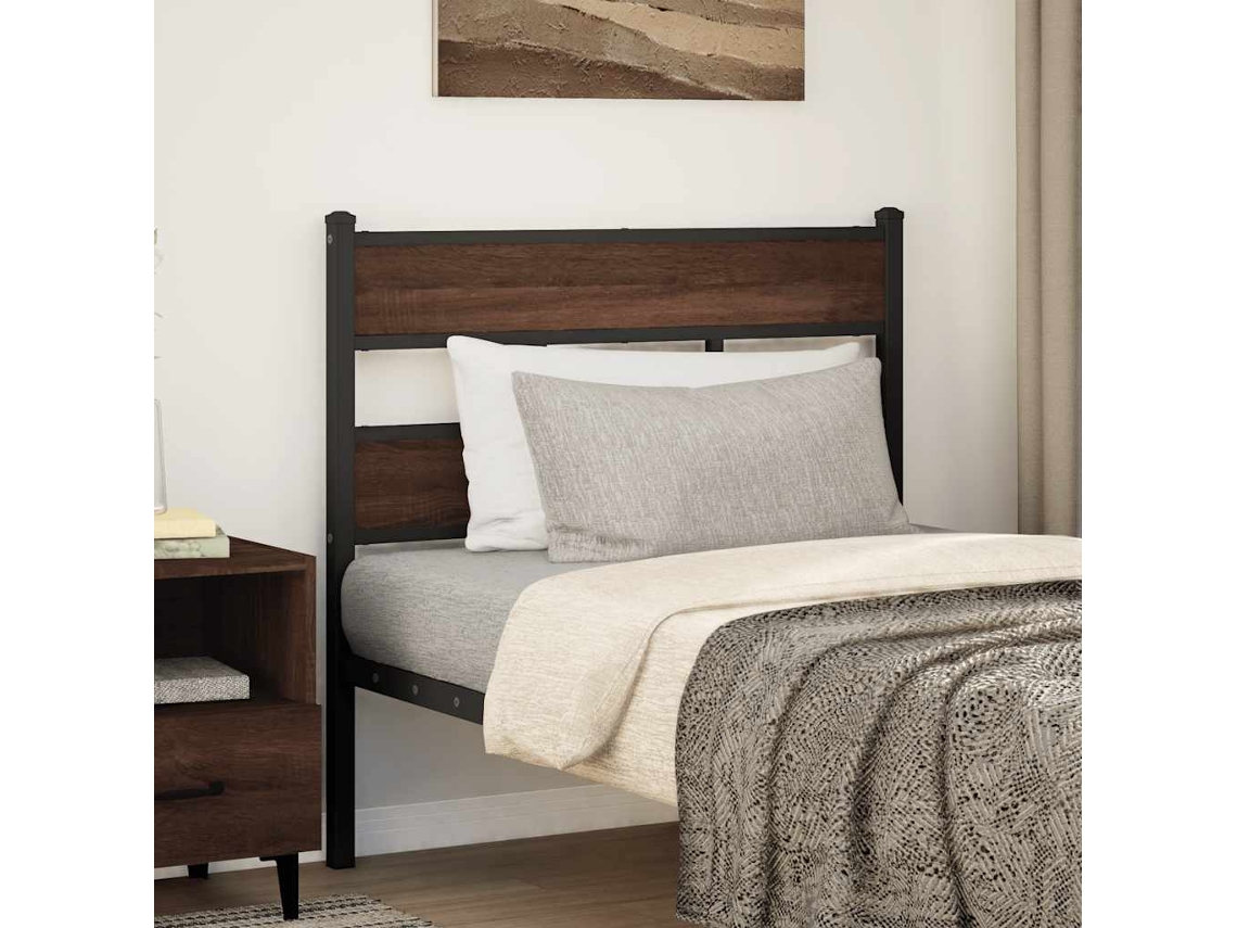 Vidaxl Cabeceira De Substituição 107cm Derivados Madeira/aço Carvalho Castanho