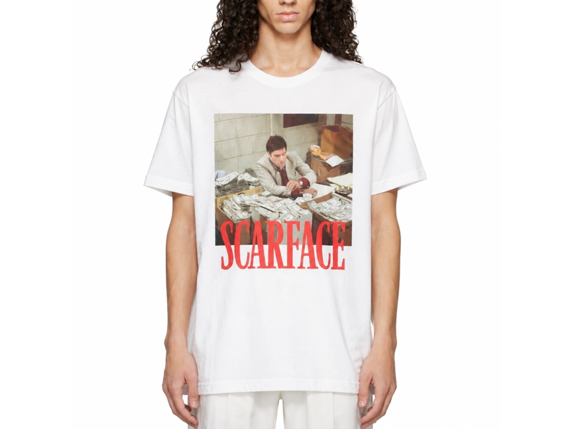 Rockinstone Scarface Movie Money Stacks White Adult T-shirt Size:xxl