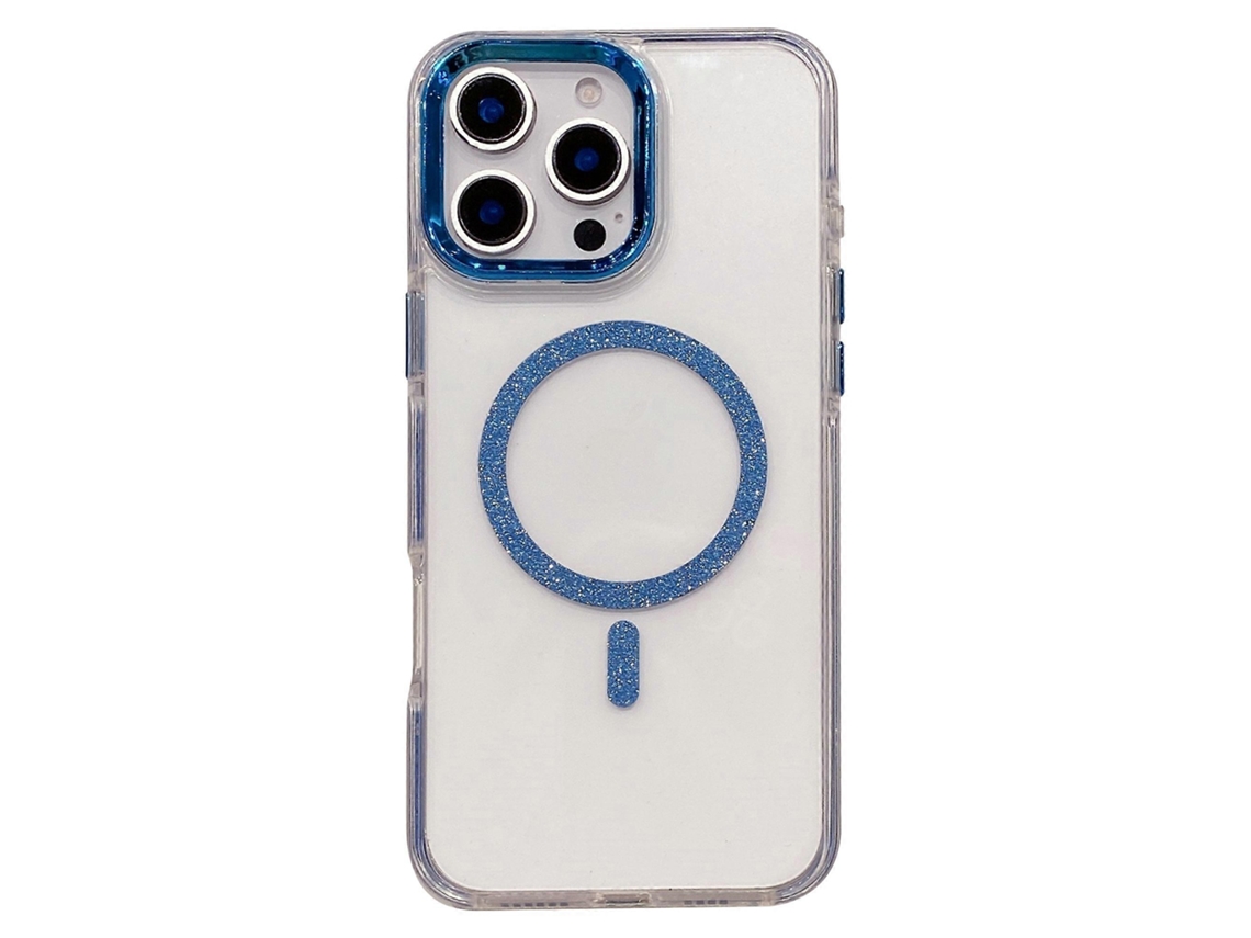 Capa Transparente De Tpu Acrílico Brilhante Tkdaddy Para Iphone 16 Pro Max Compatível Com Magsafe Azul
