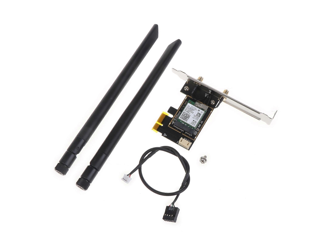 Placa De Rede Sem Fio Pcie Wifi 6e Lan Receiver Ax210 Compatível Com Bluetooth 5.2 2400mb Dual Band 5.8ghz/2.4ghz 2 Antenas Slowmoose