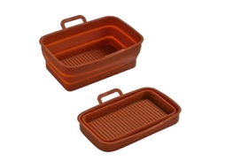 Bandeja De Silicone Reutilizável Para Acessórios Air Fryer Ninja: Antiaderente, Resistente À Alta Temperatura Com Alça Caramelo