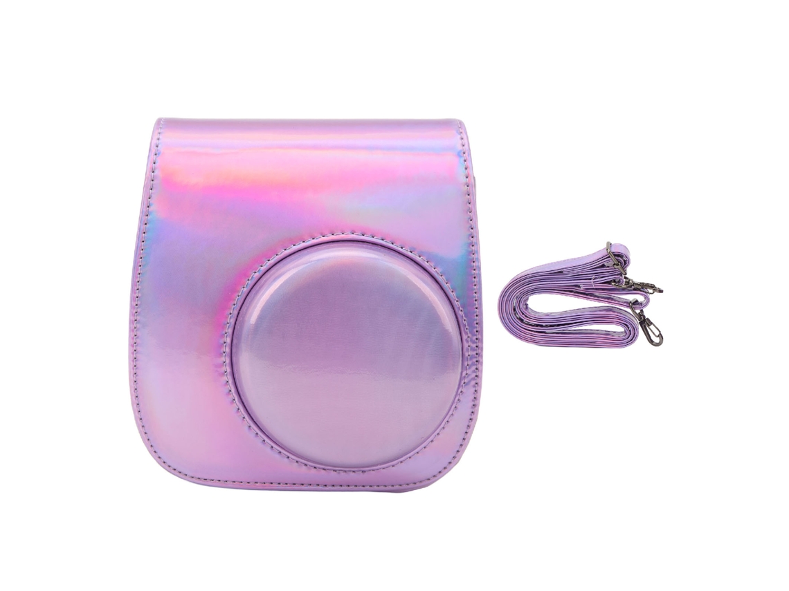 Funda De Cuero Pu Colorida Com Correia Ajustável E Removível Para Câmera Instantânea Fujifilm Mini 11 9 8 Roxa