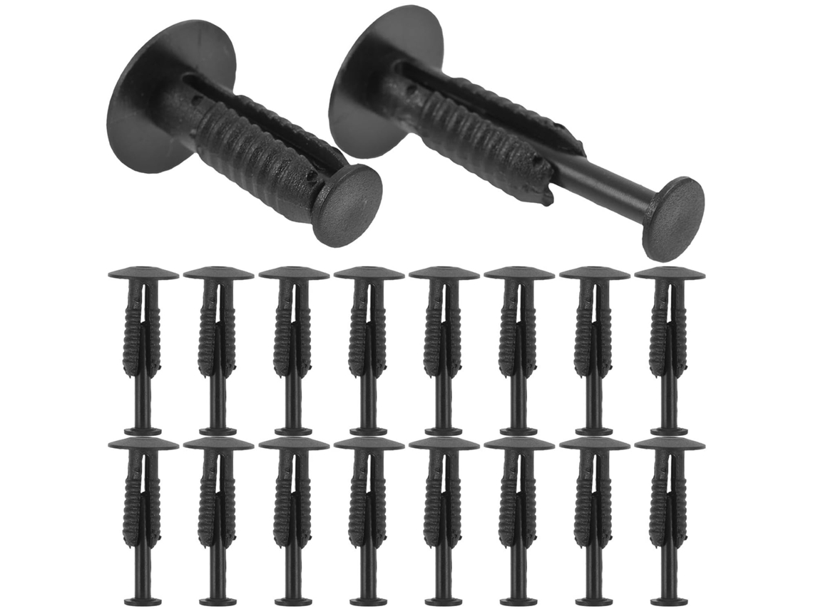 Conjunto de 50 clipes de fixação robustos e multifuncionais em plástico preto.