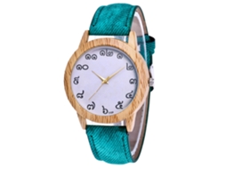 Relógio de Pulso Casual de Quartzo com Pulseira de Vaqueiro Zhoulianfa Verde