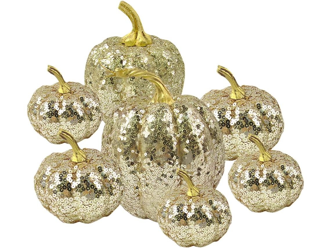 Conjunto de 7 contas artificiais de plástico com glitter.