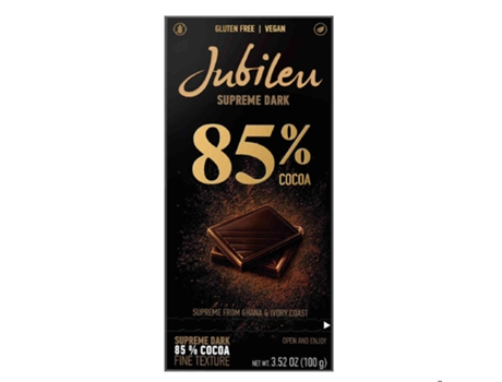 Tablete de Chocolate Plus Noir 85% Cacau Sem Glúten JUBILEU