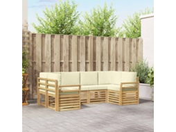 Vidaxl Conjunto De Sofás Para Exterior 6 Unid. Branco E Creme