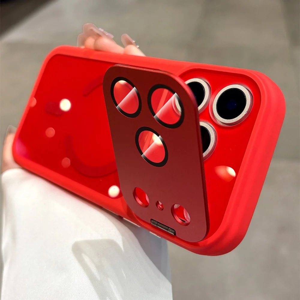 Capa Protetora Com Suporte Para Lente Flip (vermelha) E Sistema Magnético Para Iphone 14 Pro Max.