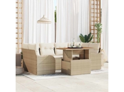 Vidaxl Conjunto De Sofá De Jardim 7 Unid. Bege E Creme