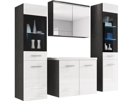 Conjunto de Banheiro Madrit Ii Matera/Branco Brilhante BRATEX