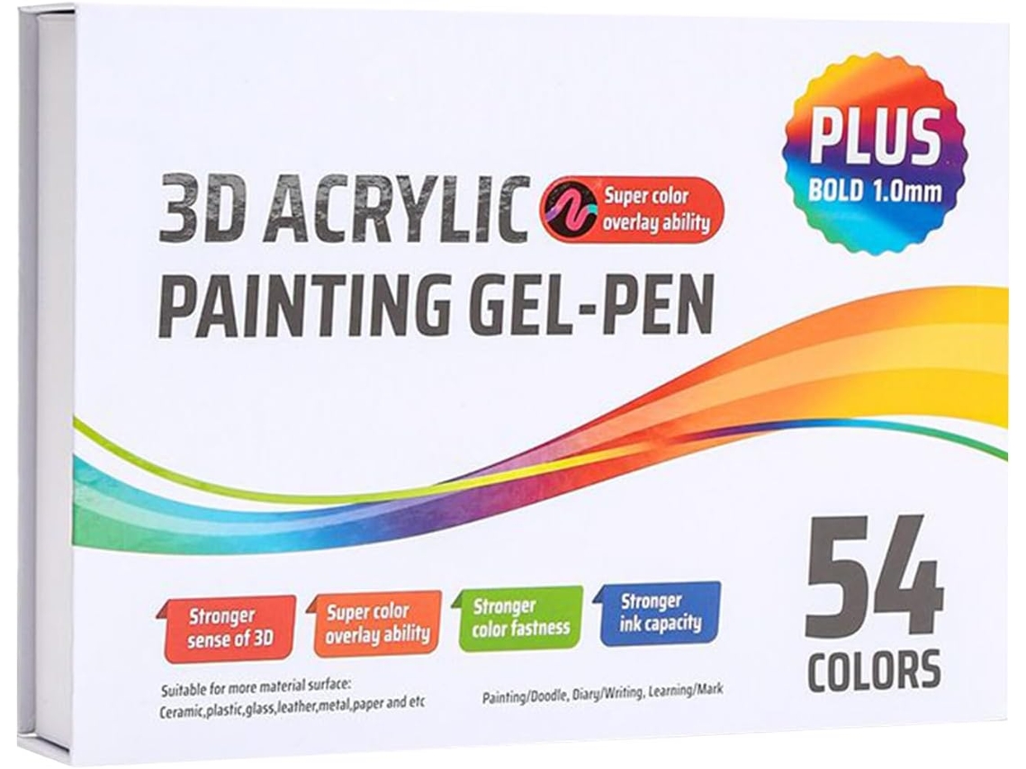 Canetas De Gel Acrílicas Coloridas 36/54 Cores, Ponta 1,0 Mm