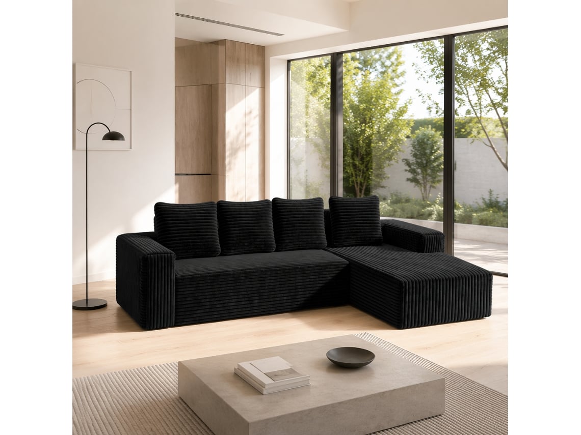 Sofá Modular Cloud Com Chaise Em L, Sofá Moderno Com Assento Profundo, Sofá Estofado Com Chaise À Esquerda Para Sala De Estar E Quarto, Preto