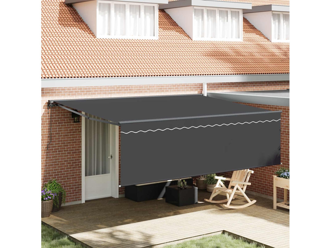 Vidaxl Toldo Retrátil Antracite 450 × 350 Cm Poliéster E Alumínio