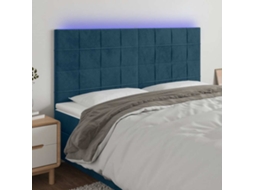 Cabeceira | Painel De Cama Cama C/ Luzes Led Veludo 160x5x118/128cm Azul-escuro