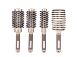 Conjunto de 4 escovas de cabelo profissionais 2026, escova redonda para secar e ondular, dourada.
