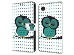 Capa Para Iphone 16e Com Fecho Magnético, Padrão 3d, Carteira Em Couro, Coruja Dormindo