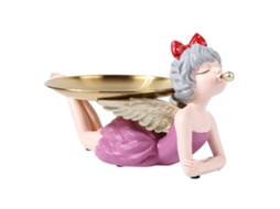 Laxiscreed Angel Bubble Girl Em Resina Para Decoração Criativa Rosa E Dourado