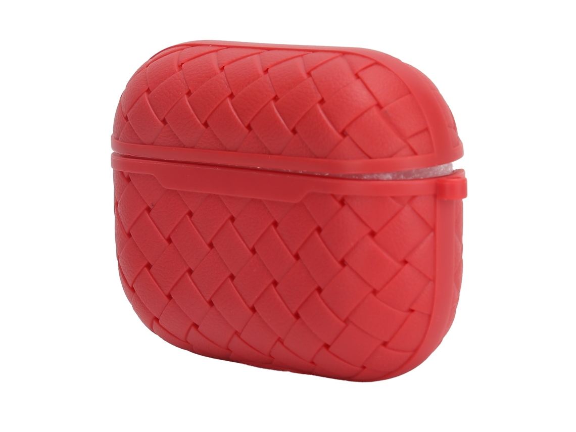 Funda Protectora de TPU con Estampado de Tela para Auriculares iOS Earbuds Pro Roja S/MARCA