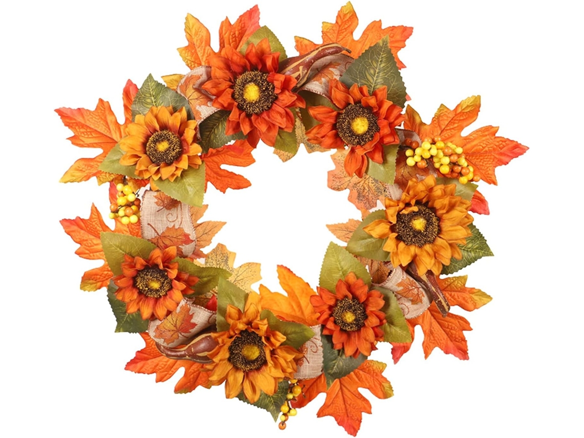 Liu D'automne Para La Décoration De La Porte D'entrée De Feuille D'érable De Tournesol Artificielle,