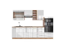 Cozinha Fame-Line, 280 cm sem bancada, branco brilhante/carvalho dourado VICCO