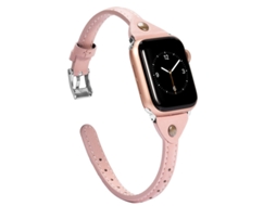 Pulseira Em Couro Genuíno Formato De T Para Apple Watch Series 7 6 5 4 3 2 1, Fivela Em T, Rosa Com Fecho Prateado, 38mm