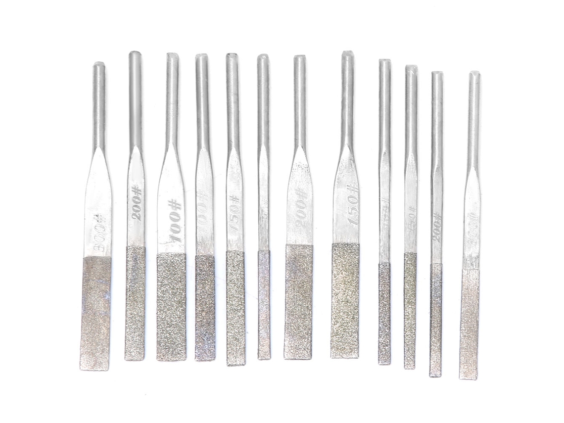 Yuru 12pcs Limas de Diamante Cônico com Bainha 3mm para Retífica Alternada Máquina Metal