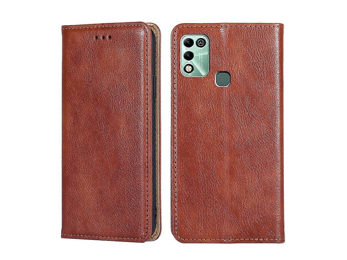 Capa De Celular Em Couro Magnético Com Acabamento Brilhante E Cor Sólida Para Infinix Hot 11 Play.
