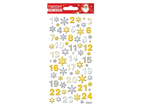 Adesivos de espuma 3D para calendário do advento - números e flocos de neve Global Gift